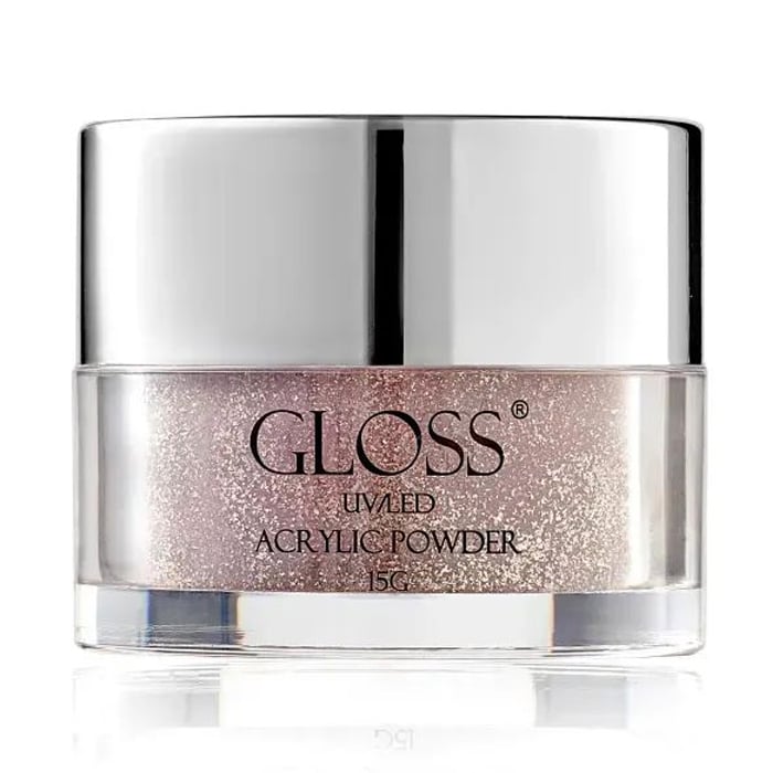 Акрилова пудра для нігтів Gloss UV/LED Acrylic Powder 010 Блідо-рожевий з золотистим мікроблиском, 15 г